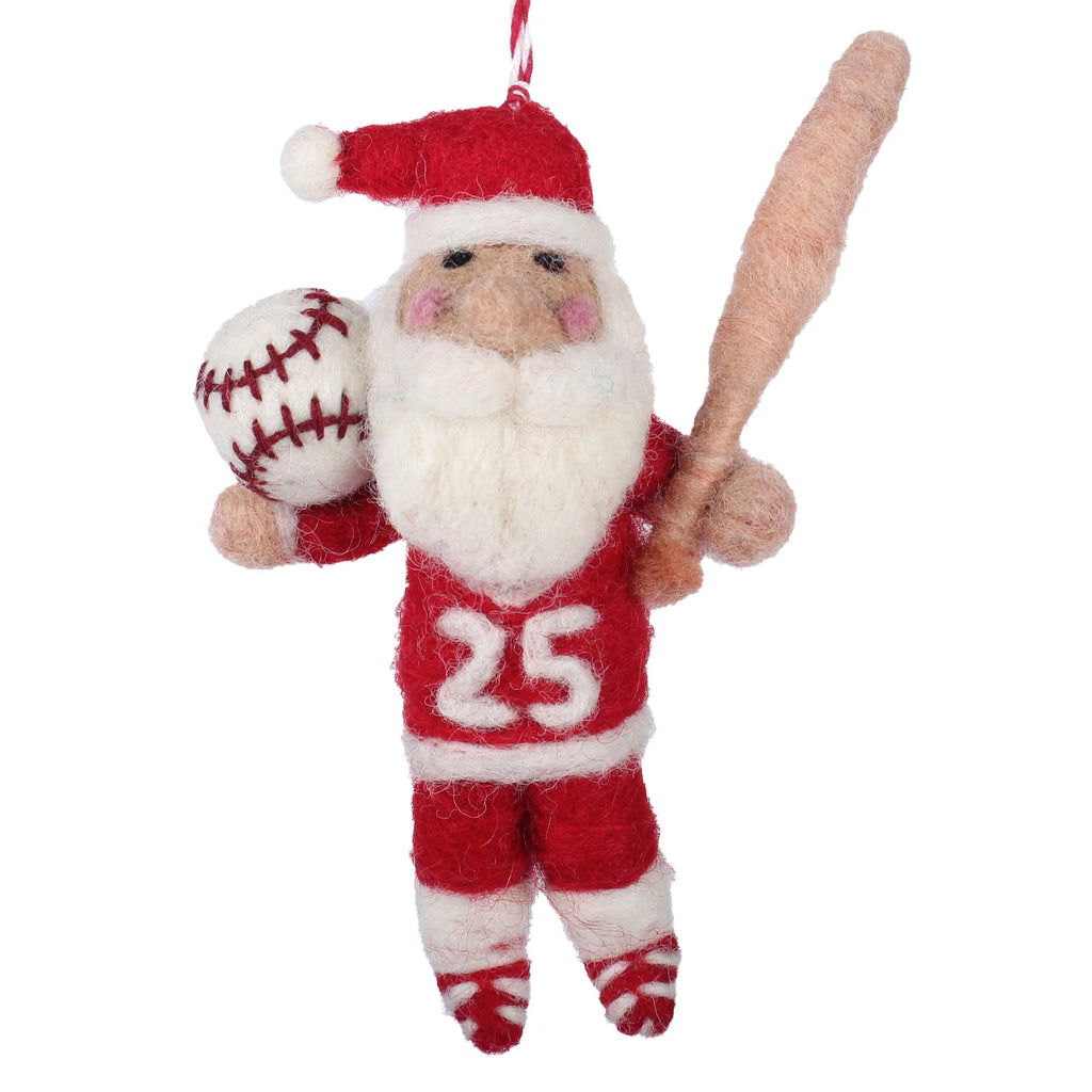 Coach Claus Baseball Felt Christmas Ornament