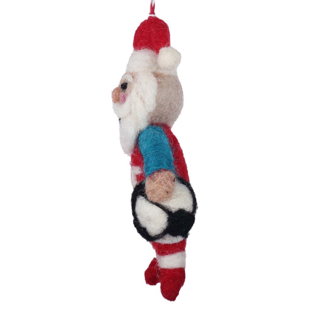 Coach Claus Soccer Felt Christmas Ornament