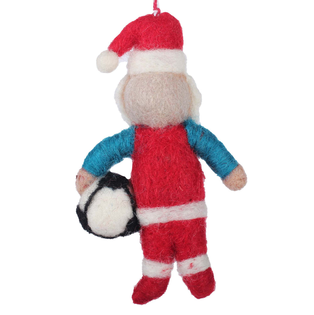 Coach Claus Soccer Felt Christmas Ornament