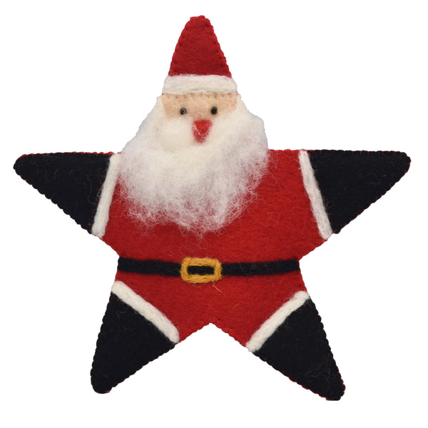 Santa Star Tree Topper Felt Ornament