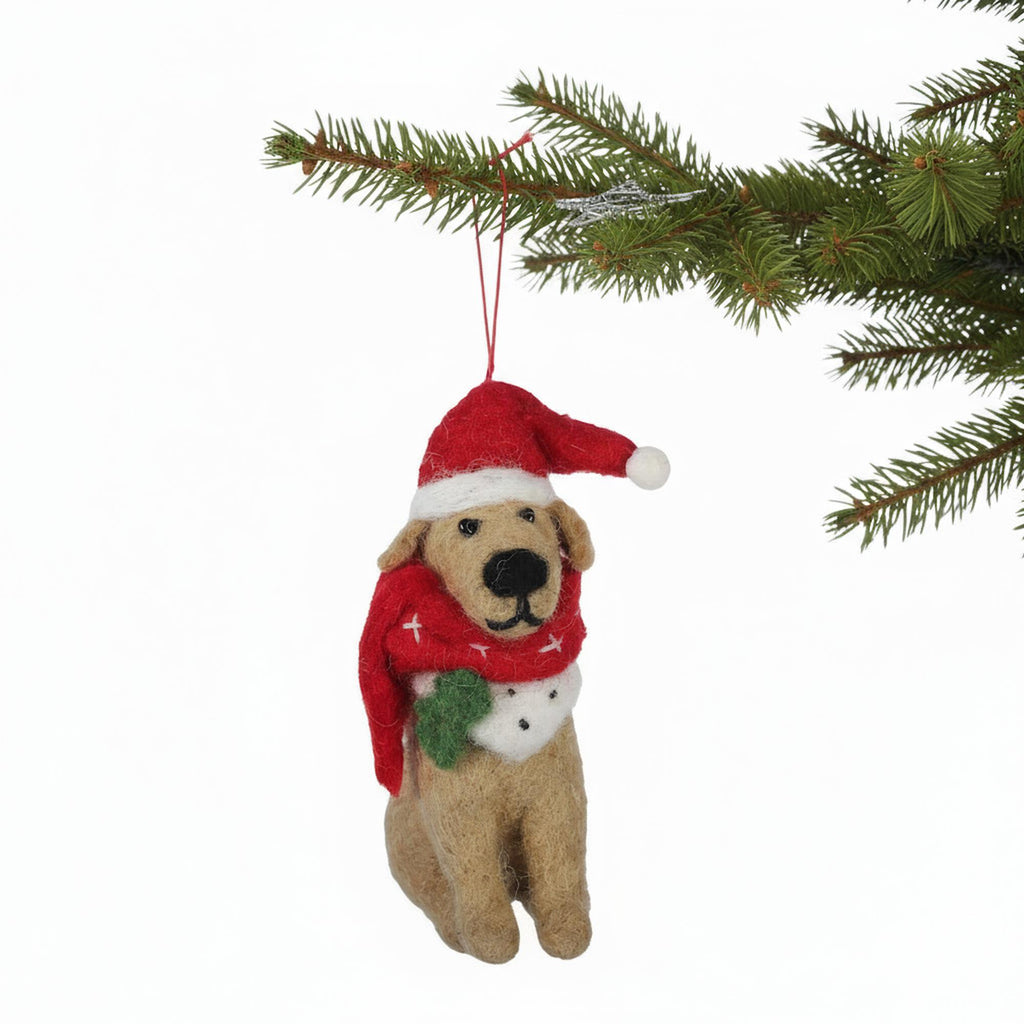 Big Dog Golden Lab Felt Christmas Ornament