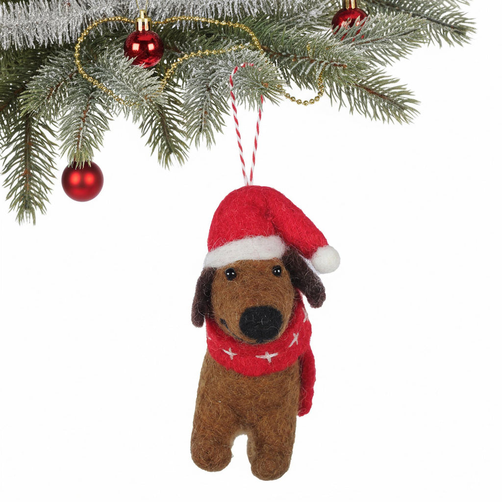 Big Dog Daschund Felt Christmas Ornament