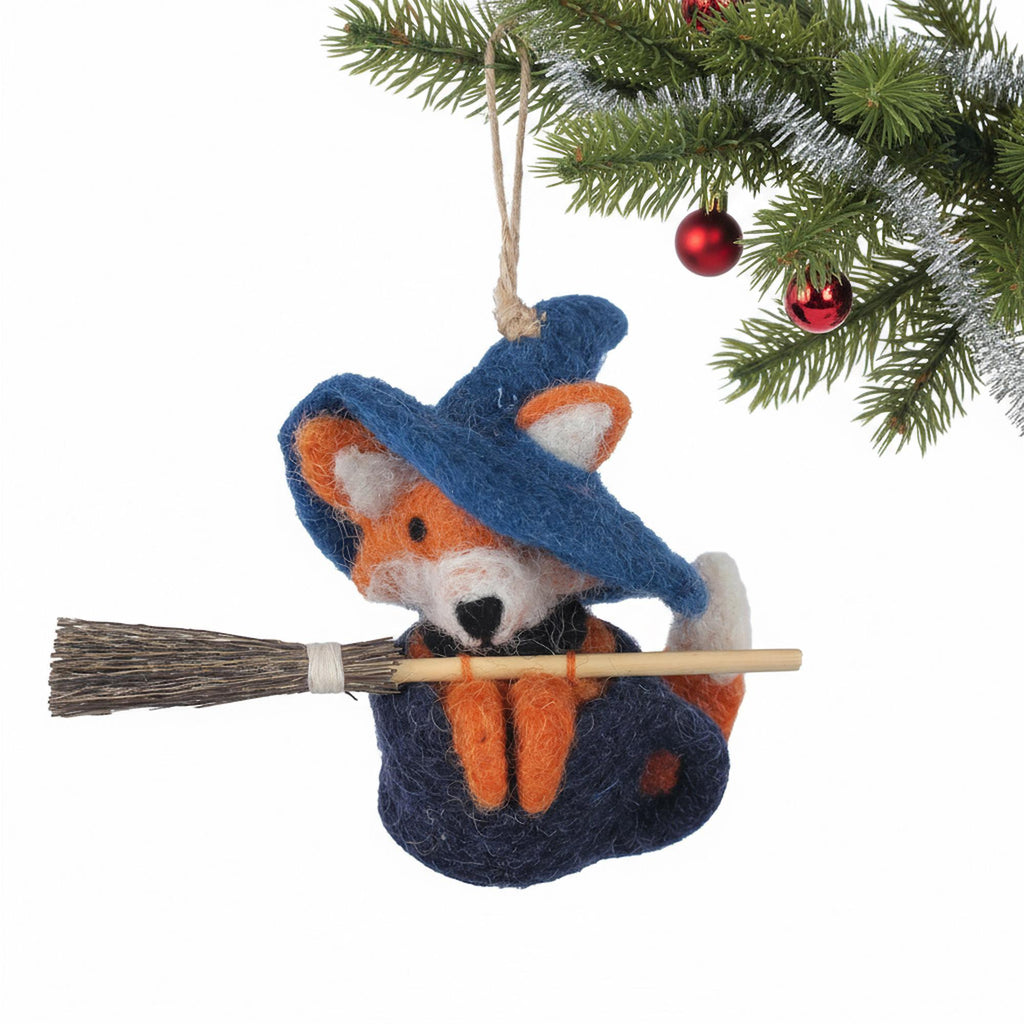 Witch Fox Coffee Cup Felt Christmas Ornament