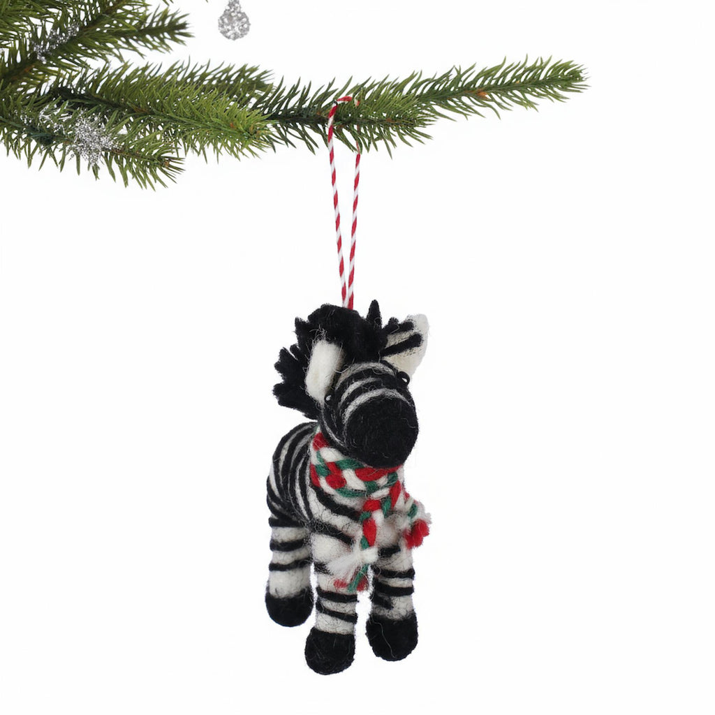 Christmas Zebra Felt Christmas Ornament