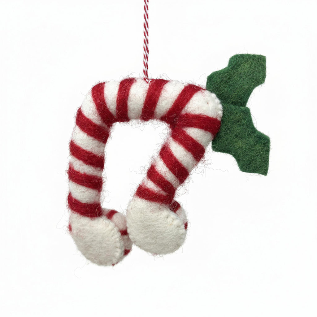 Candy Cane 8th Notes Felt Ornament