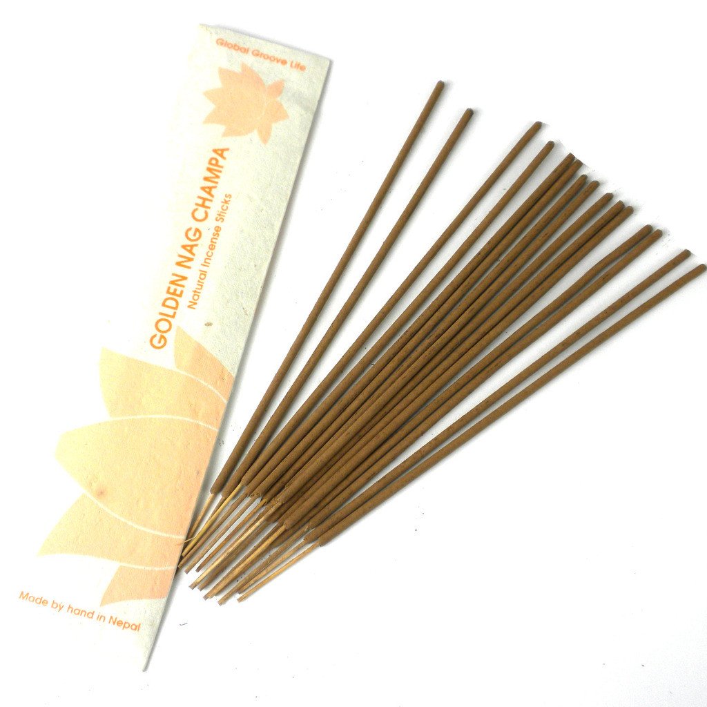 Golden Nag Champa Natural Aromatic Incense Sticks – 100 Count (10 Packs of 10)