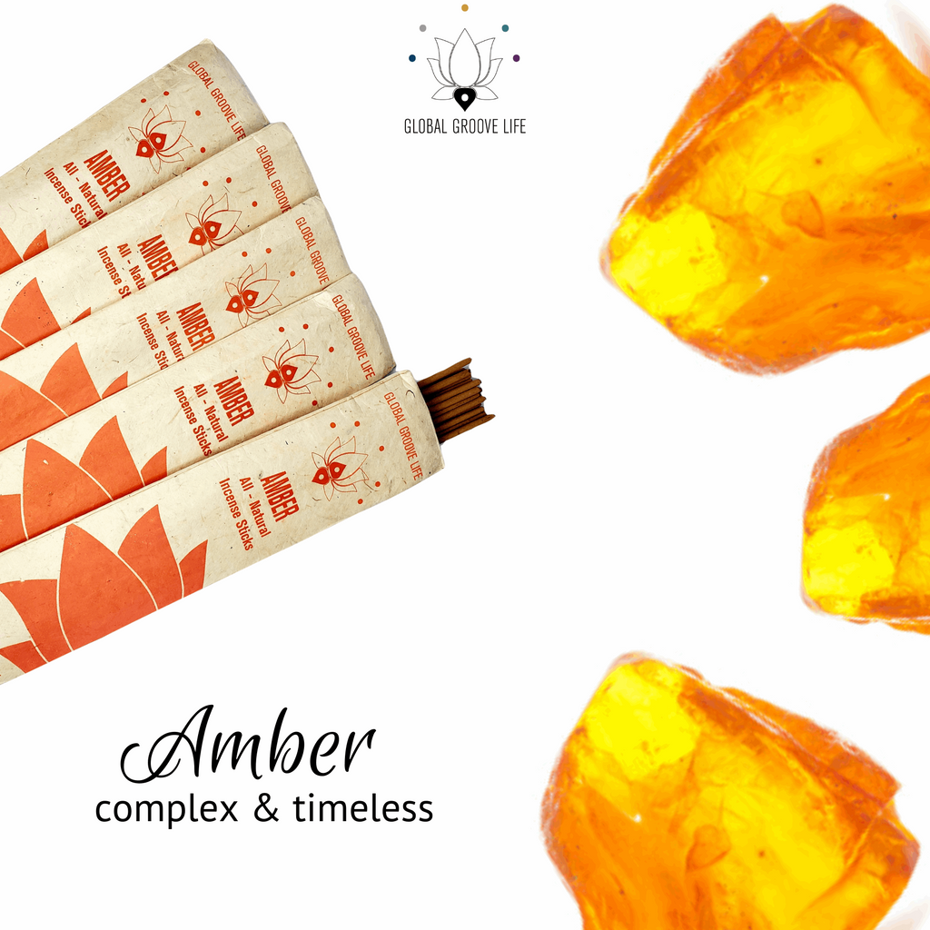 Amber Incense Natural Aromatic Incense Sticks – 75 Count (5 packs of 15)