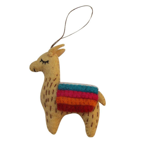 Hand Crafted Felt: Ornament, Tan Llama - Global Groove (H)