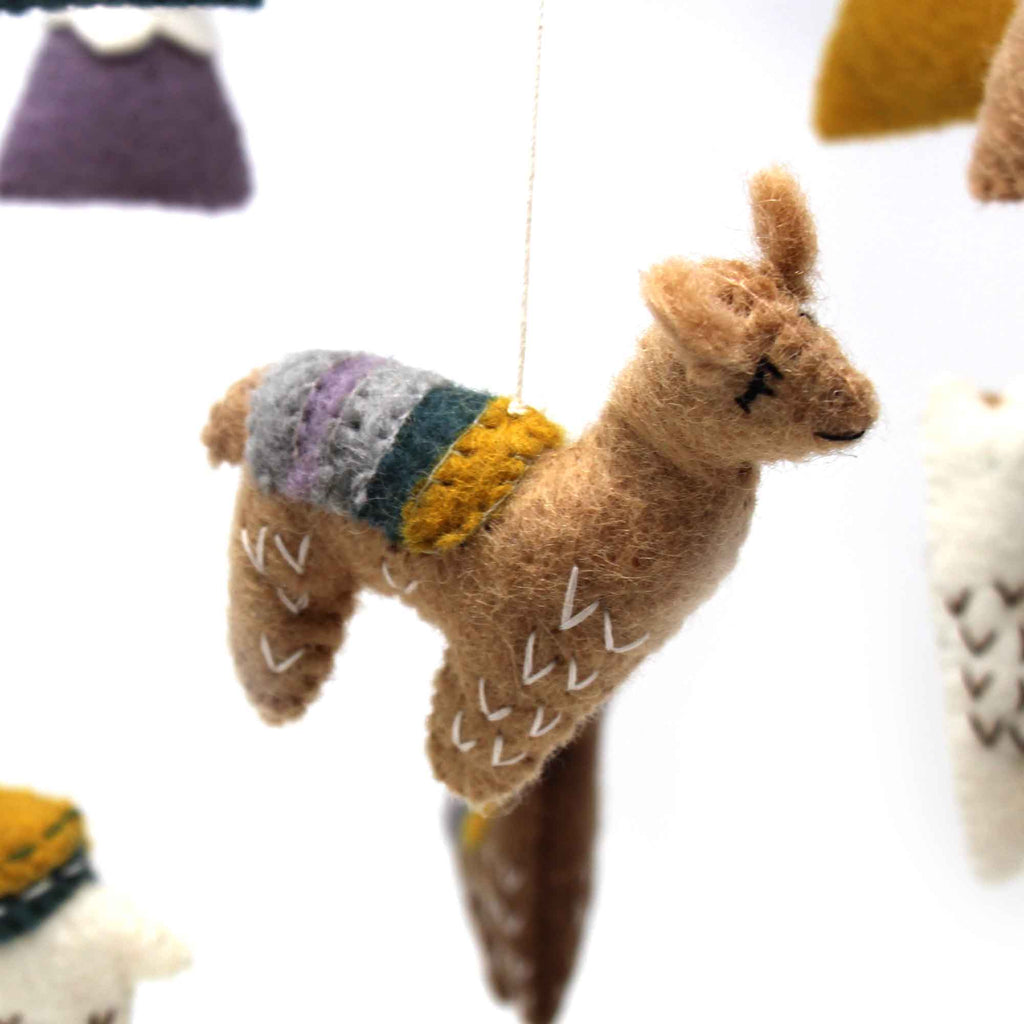 Hand Crafted Felt Little Llamas Mobile