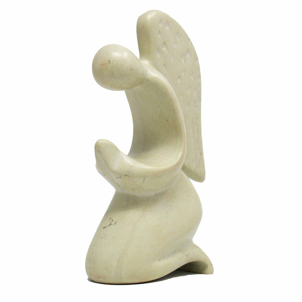Praying Angel Soapstone Sculpture - Natural Stone