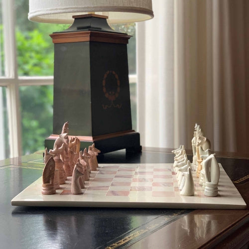 Hand Carved Soapstone Animal Chess Set - 15" Board - Smolart