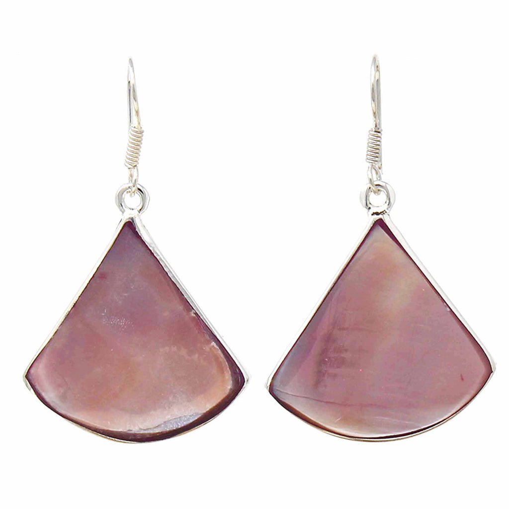 Pink Clam Shell Fan Drop Earrings