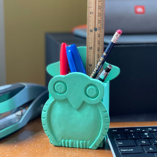 Mr. Owl Eyeglass Stand Pen Holder Combo