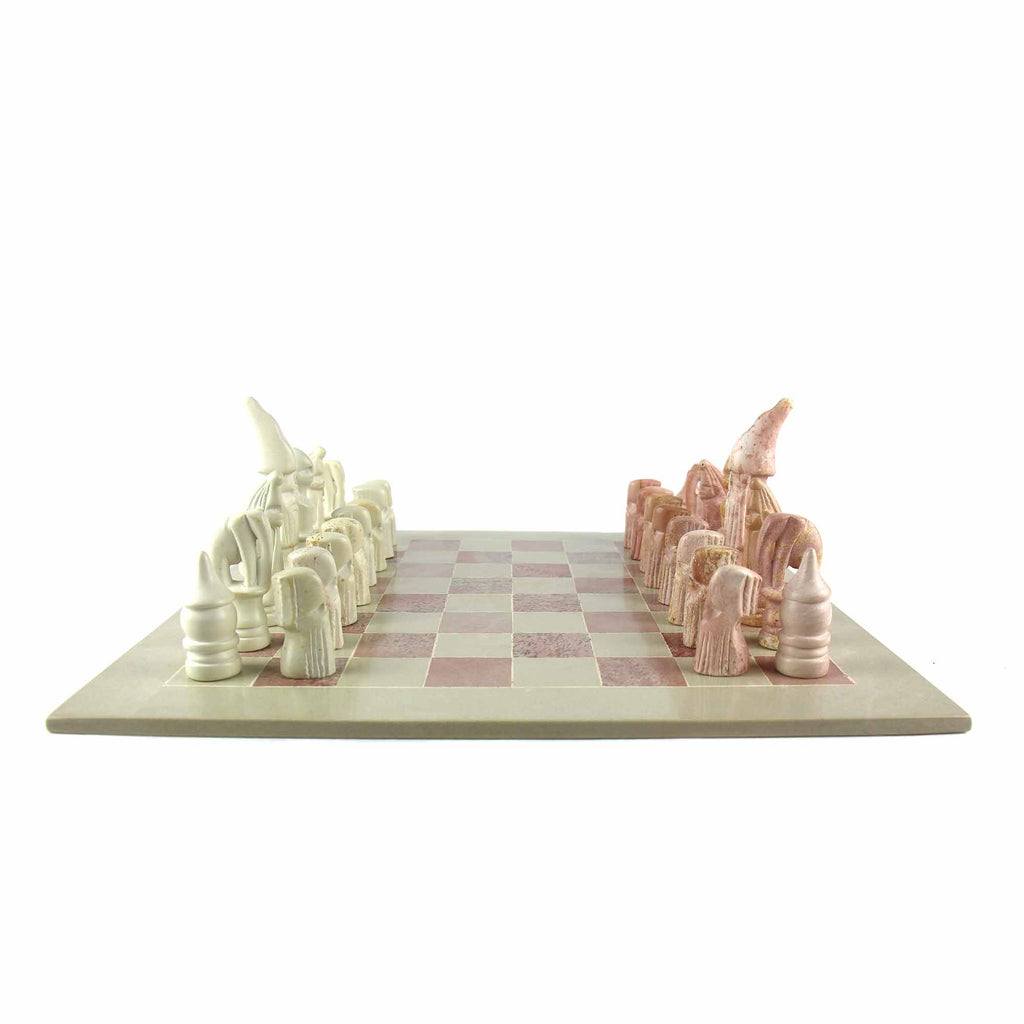 Hand Carved Soapstone Maasai Chess Set - 14" Board - Smolart