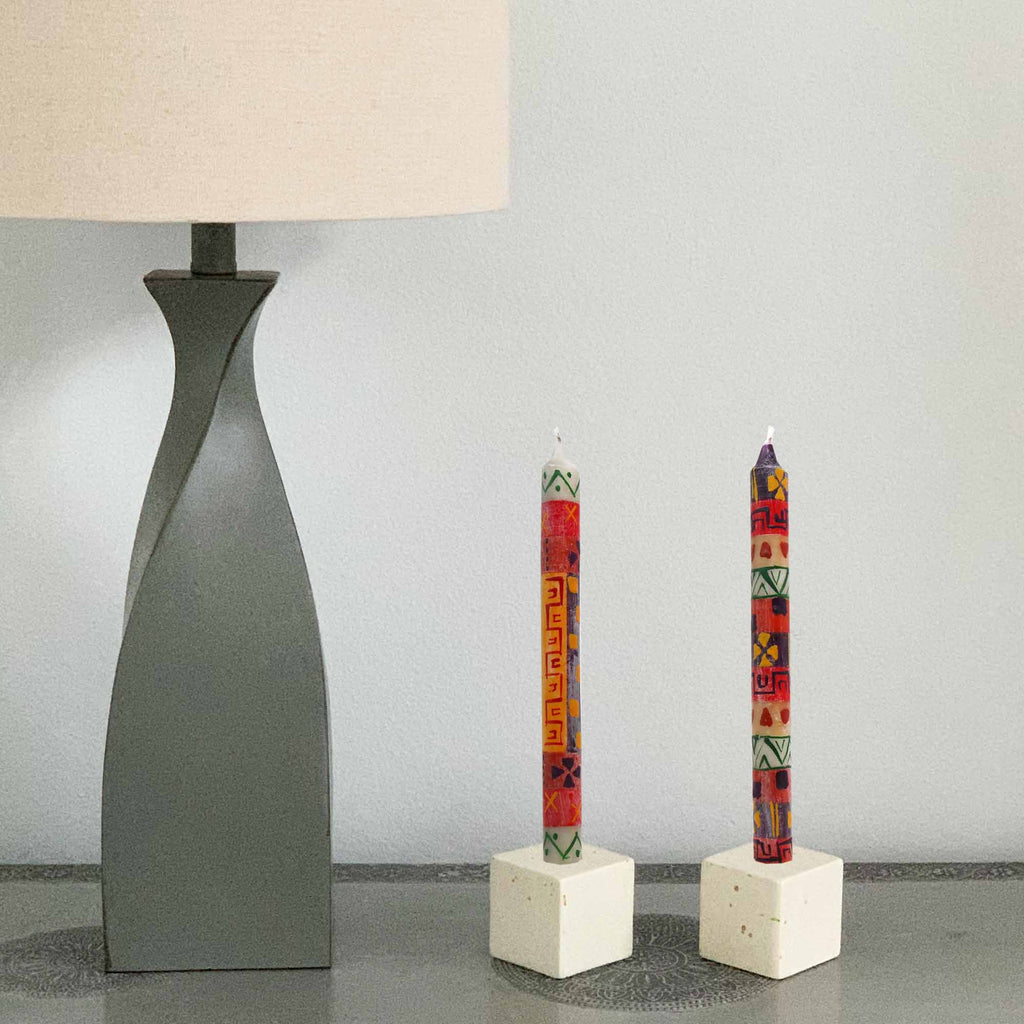 Set of Three Boxed Tall Hand-Painted Candles - Indaeuko Design - Nobunto