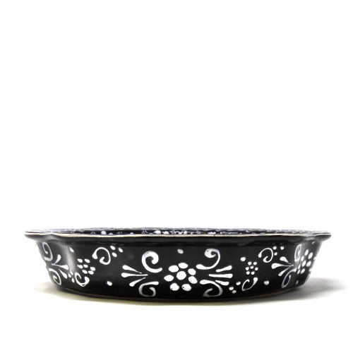 Encantada Handmade Pottery Serving Dish, Black & White