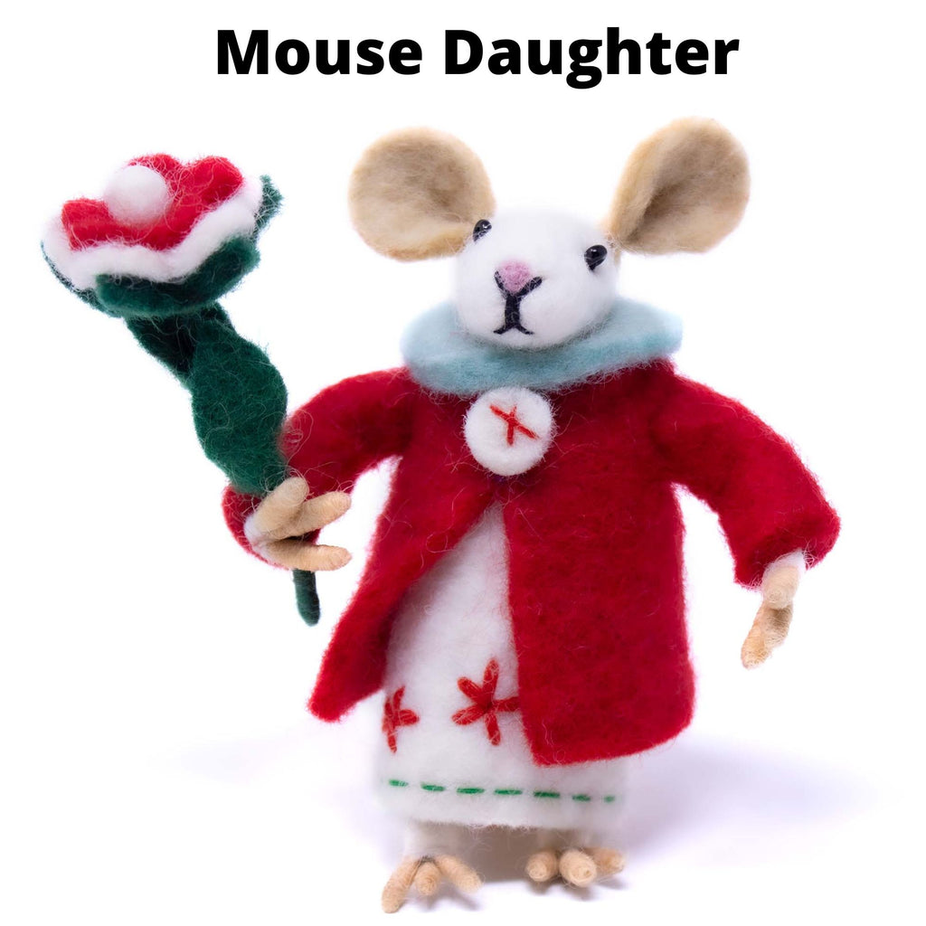 Family of Mice Handmade Fel Collectibles, Set of Five