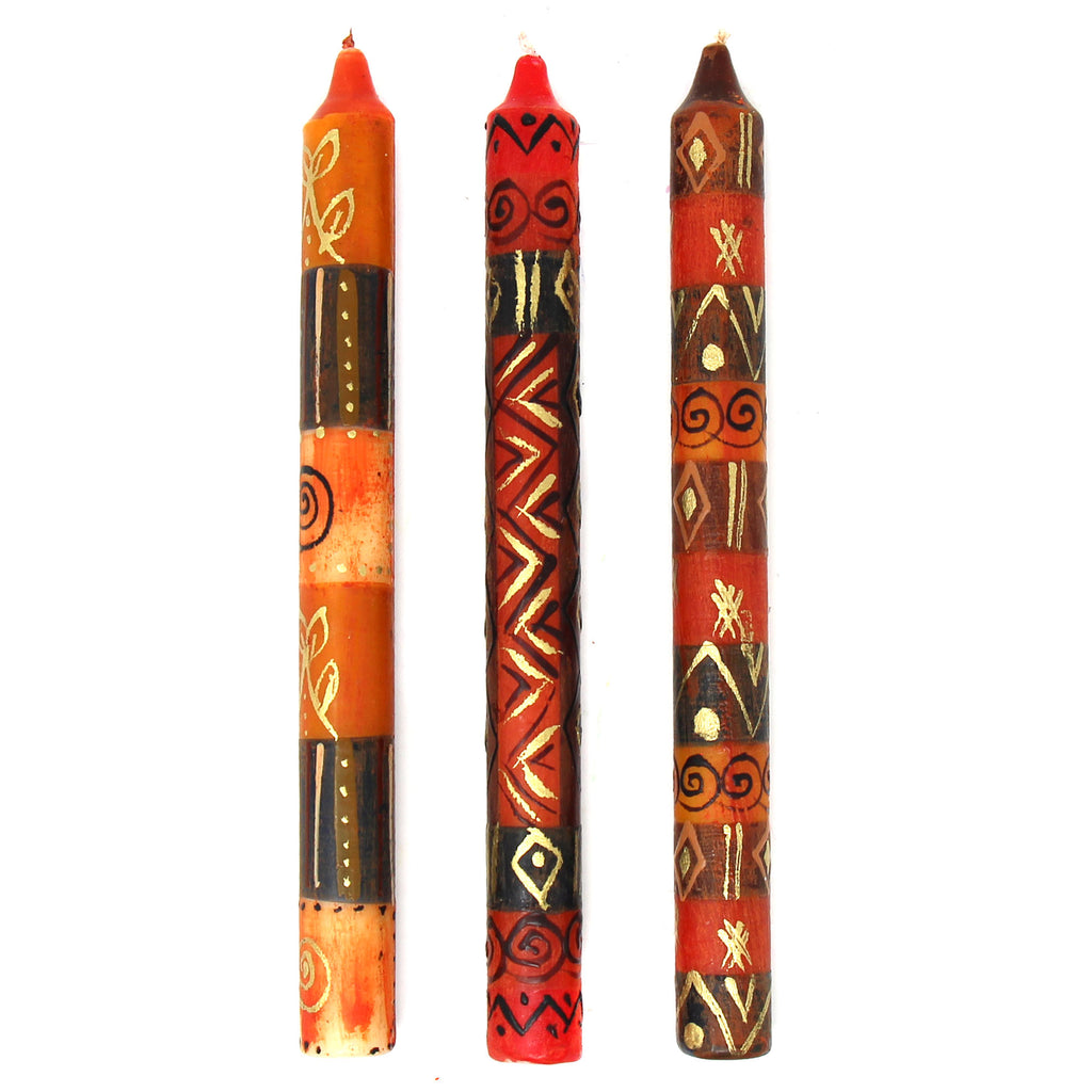 Set of Three Boxed Tall Hand-Painted Candles - Bongazi Design - Nobunto