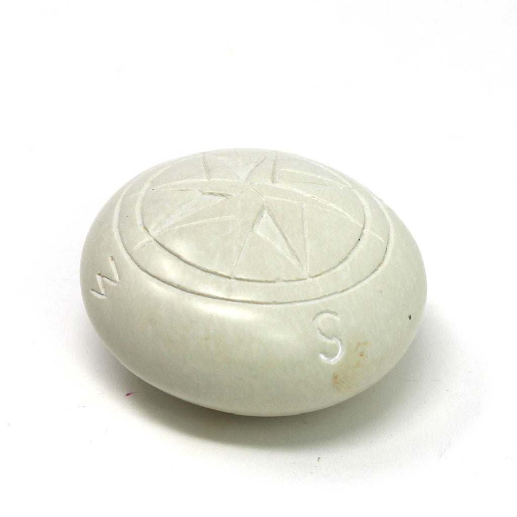 Compass Soapstone Sculpture, Natural Stone