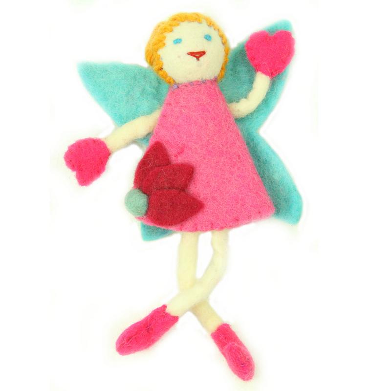 Hand Felted Tooth Fairy Pillow - Blonde with Pink Dress - Global Groove
