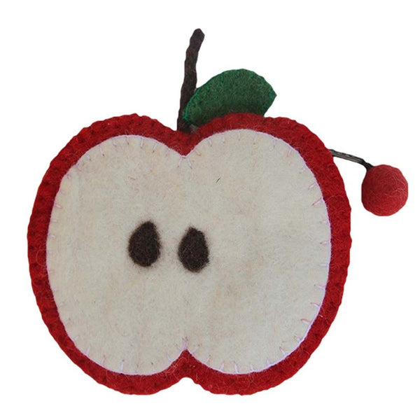 Handmade Felt Fruit Coin Purse - Apple - Global Groove (P)