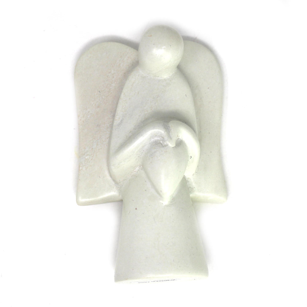 Angel Soapstone Sculpture Holding Heart