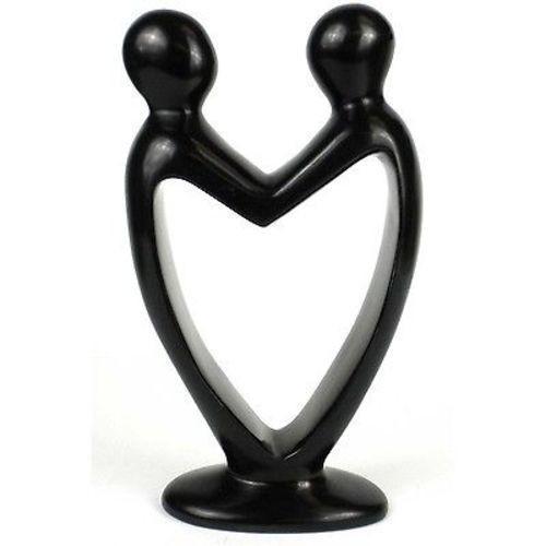 Handcrafted Soapstone Lover's Heart Sculpture in Black - Smolart