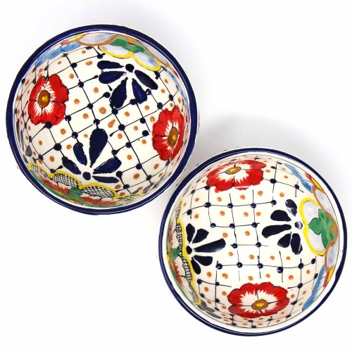 Half Moon Bowls - Dots and Flowers, Set of Two - Encantada