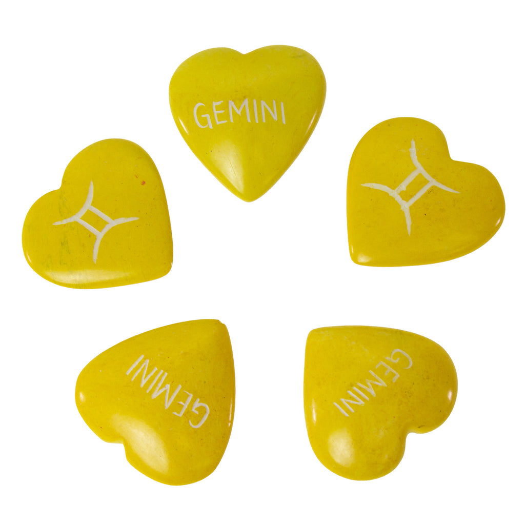 Zodiac Soapstone Hearts, Pack of 5: GEMINI