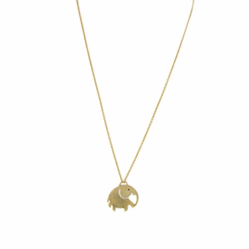 Elephant Pendant Brass Necklace