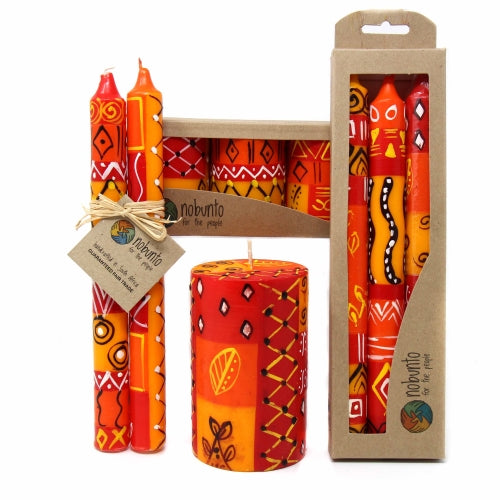 Set of Three Boxed Hand-Painted Candles - Zahabu Design - Nobunto