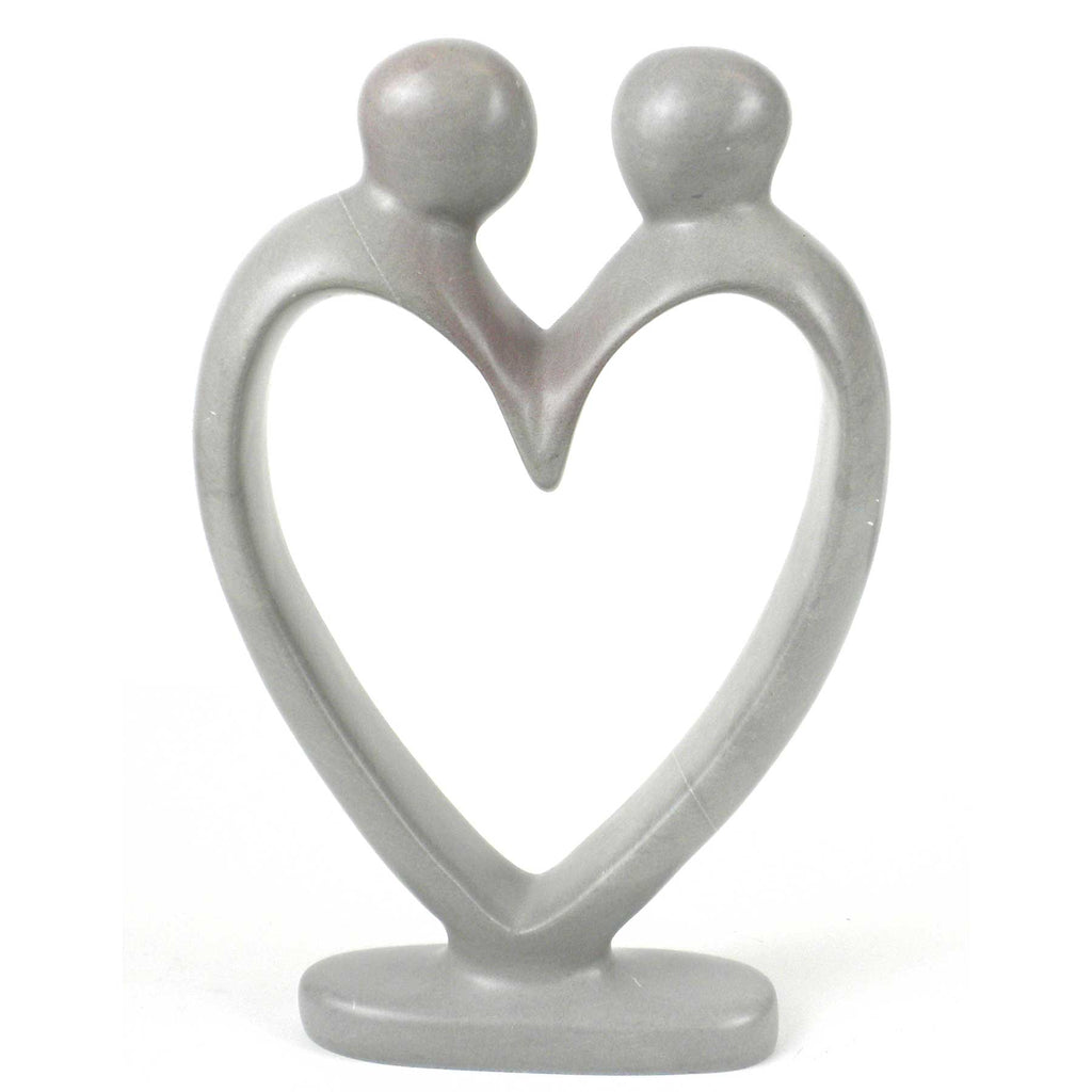 Handcrafted Soapstone Lover's Heart Sculpture in White - Smolart