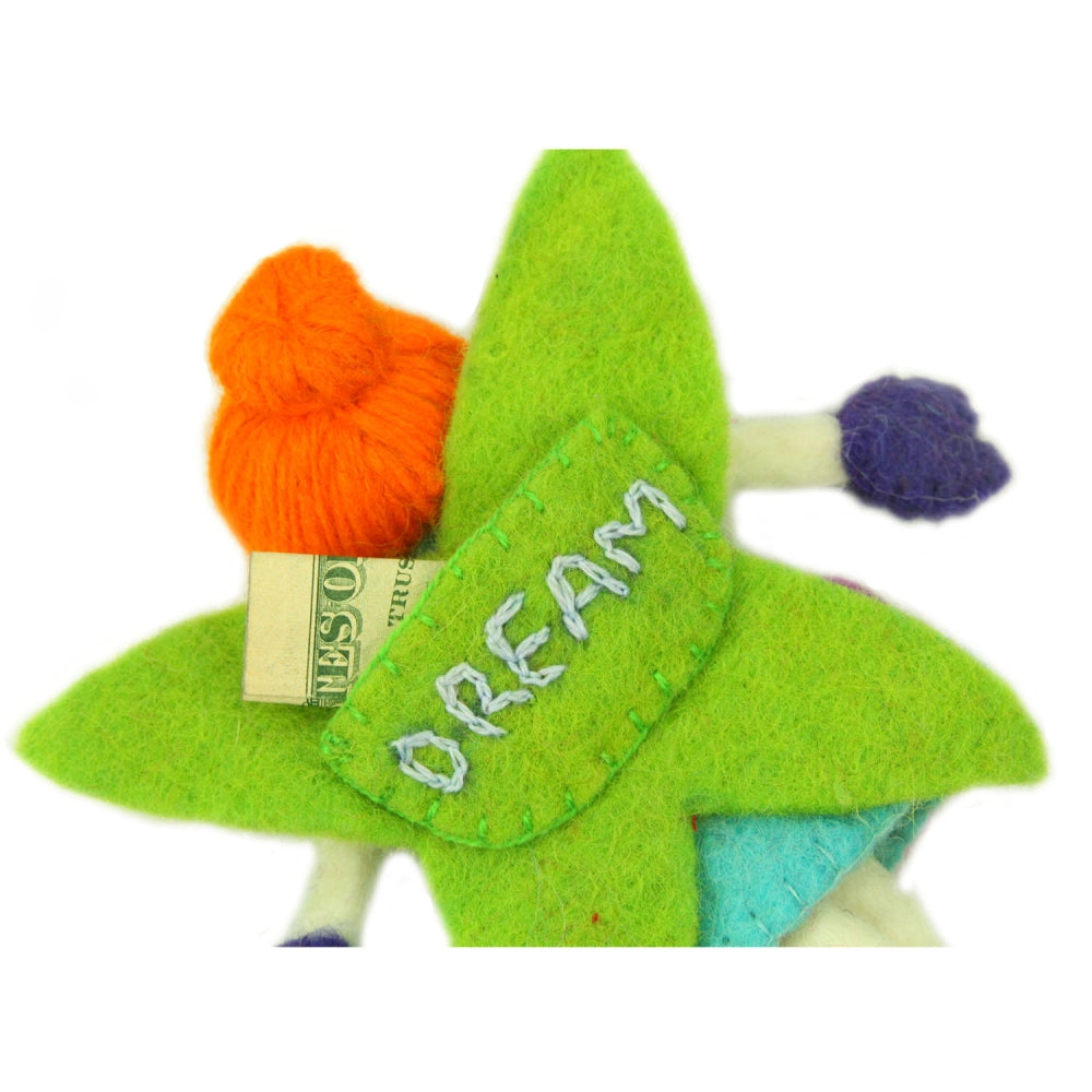 Hand Felted Tooth Fairy Pillow - Redhead with Blue Dress - Global Groove