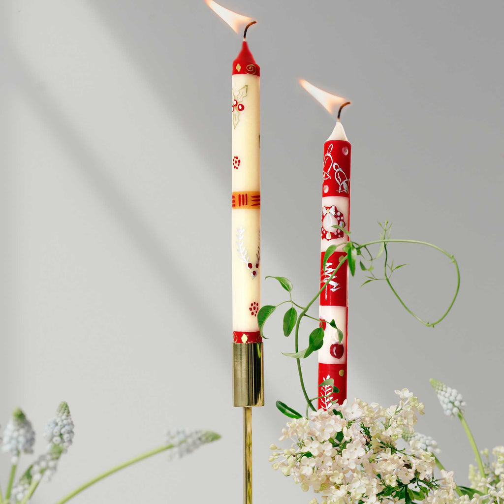 Tall Hand Painted Candles - Pair - Kimweta Design - Nobunto