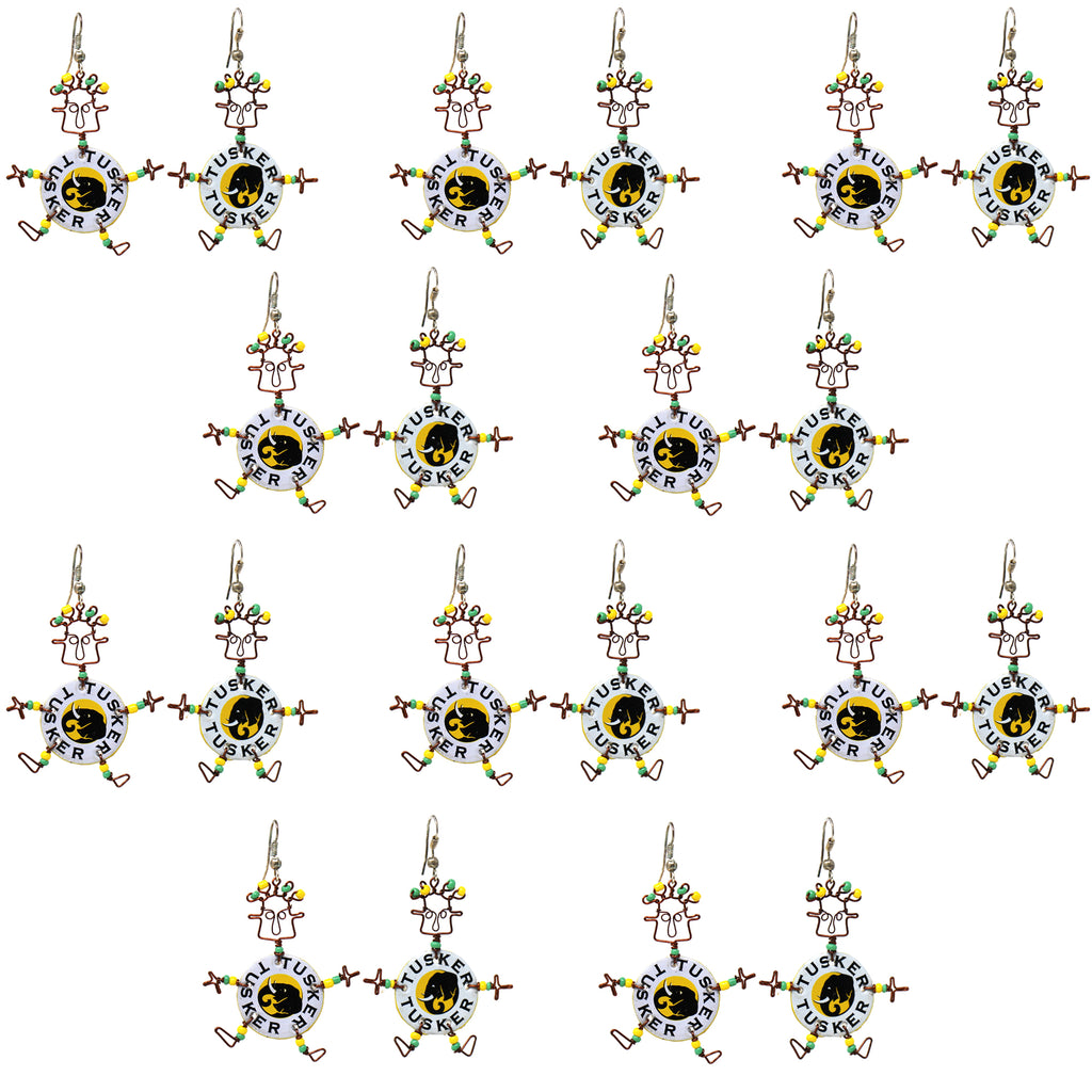 Set of 10 Dancing Tusker Dangle Earrings
