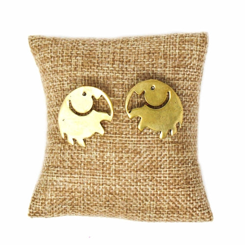 Elephant Brass Stud Earrings