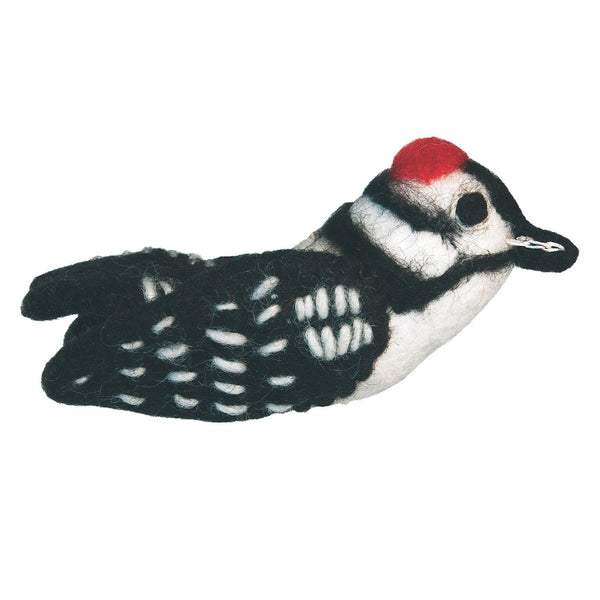 Felt bird Ornament - Downy Woodpecker - Wild Woolies (G)