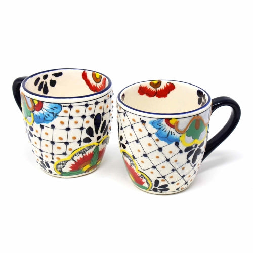 Rounded Mugs - Dots and Flowers, Set of Two - Encantada