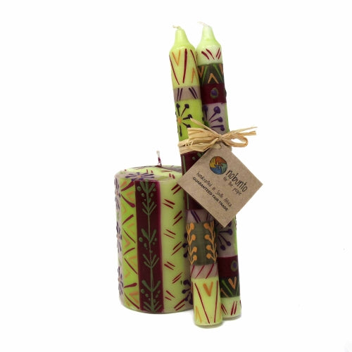 Hand Painted Candles in Kileo Design (pair of tapers) - Nobunto