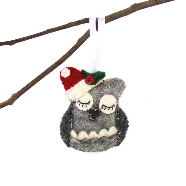 Hand Felted Christmas Ornament: Owl - Global Groove (H)