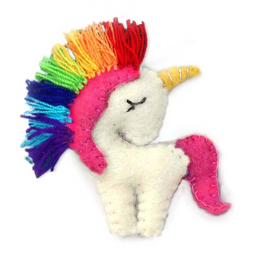 Unicorn Felt Ornament with Rainbow Colors - Global Groove (H)