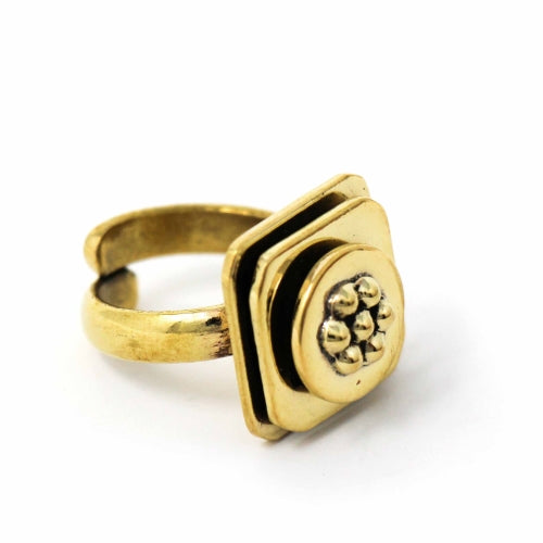 Floral Abstract Adjustable Brass Ring
