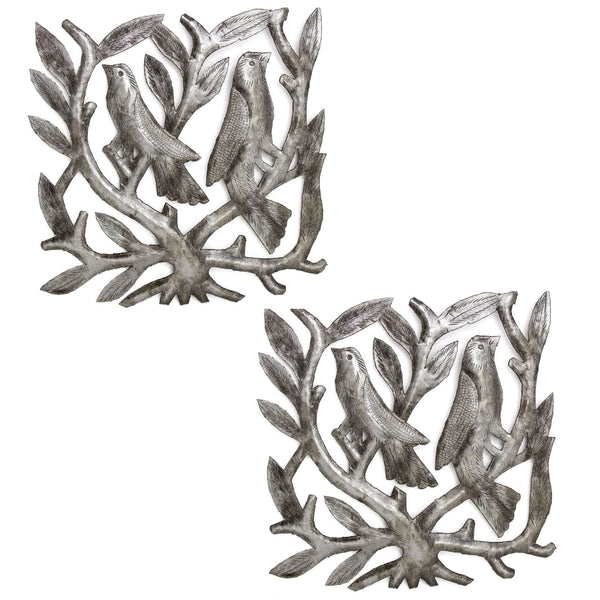 Pair of Square Tree of Life Haitian Steel Drum Wall Art