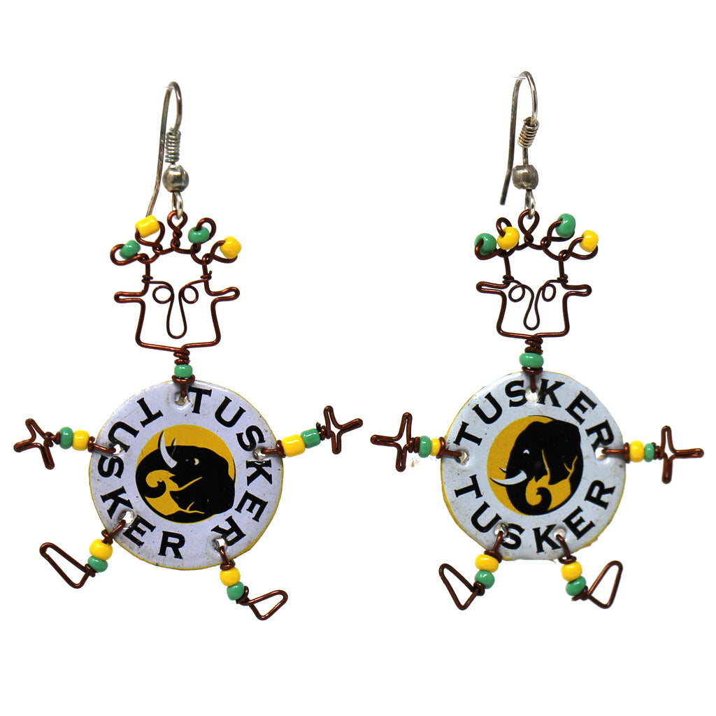 Recycled Tusker Bottle Cap Dancing Girl Earrings - Creative Alternatives