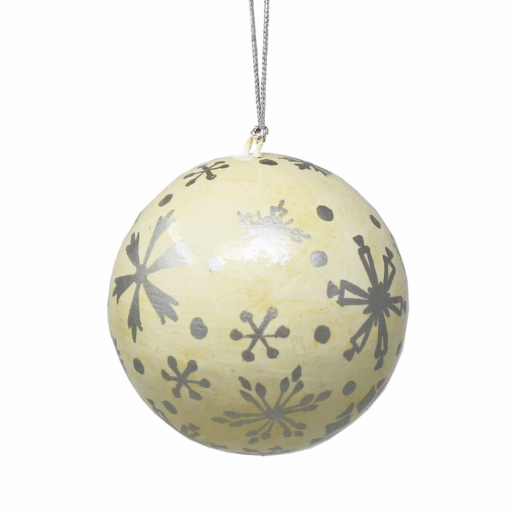 Handpainted Ornaments, Silver Snowflakes - Pack of 3