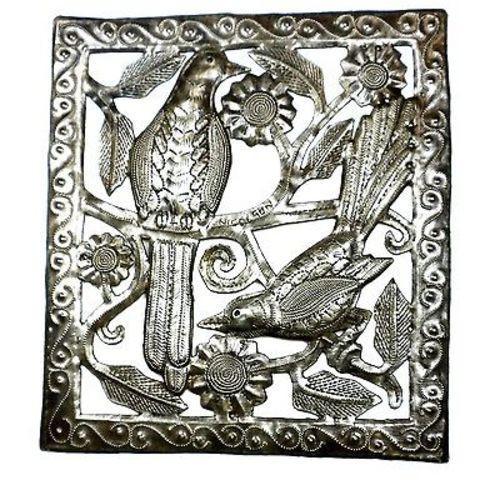 Two Birds Metal Wall Art - 11 by 12 Inches - Croix des Bouquets