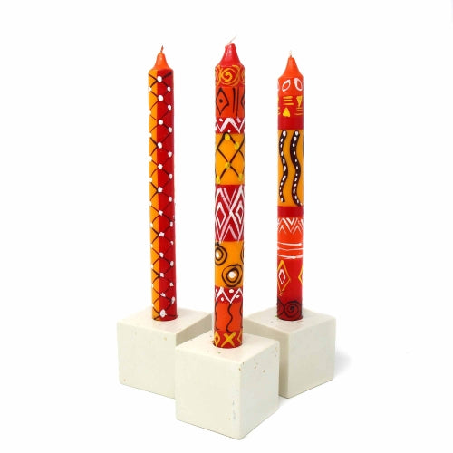 Set of Three Boxed Tall Hand-Painted Candles - Zahabu Design - Nobunto