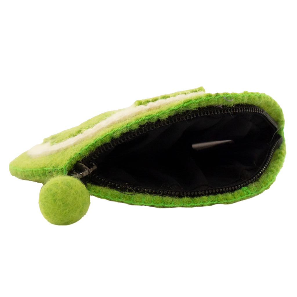 Handmade Felt Fruit Coin Purse - Lime - Global Groove (P)