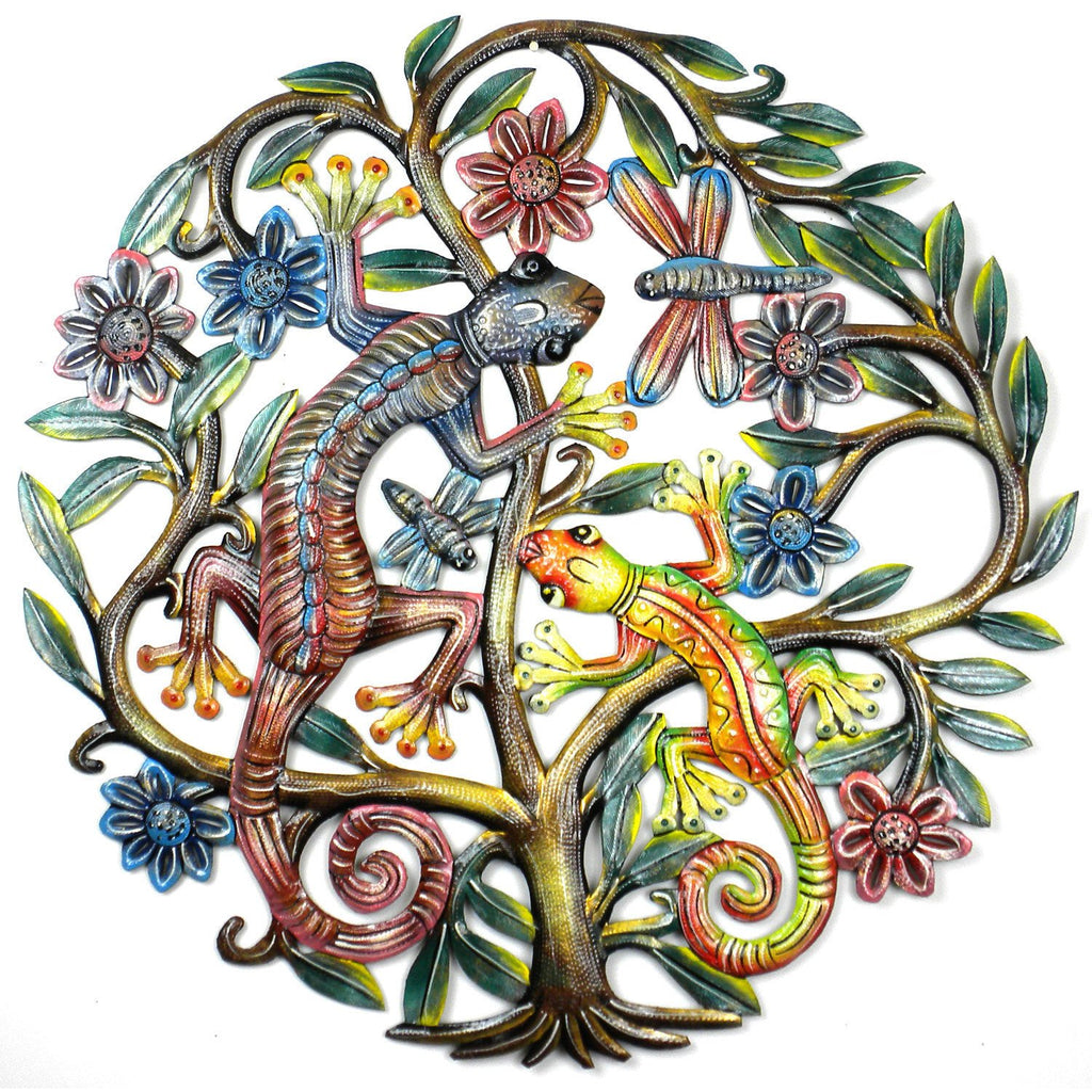 24 inch Painted Gecko Tree of Life - Croix des Bouquets
