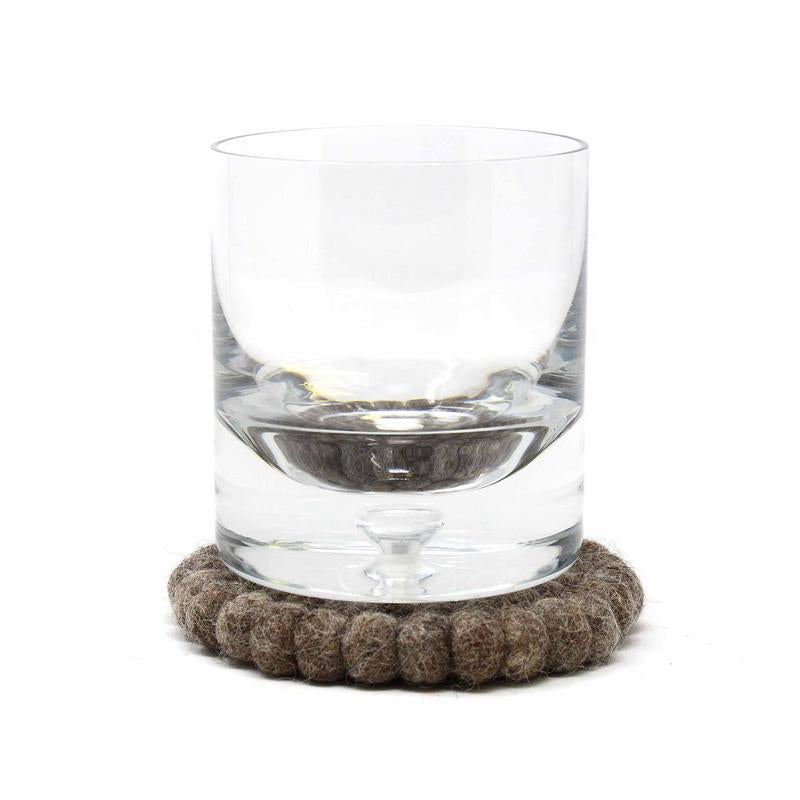Hand Crafted Felt Ball Coasters from Nepal: 4-pack, Dark Grey - Global Groove (T)